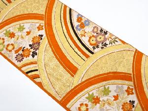 アンティーク　青海波に草花模様織り出し袋帯（材料）